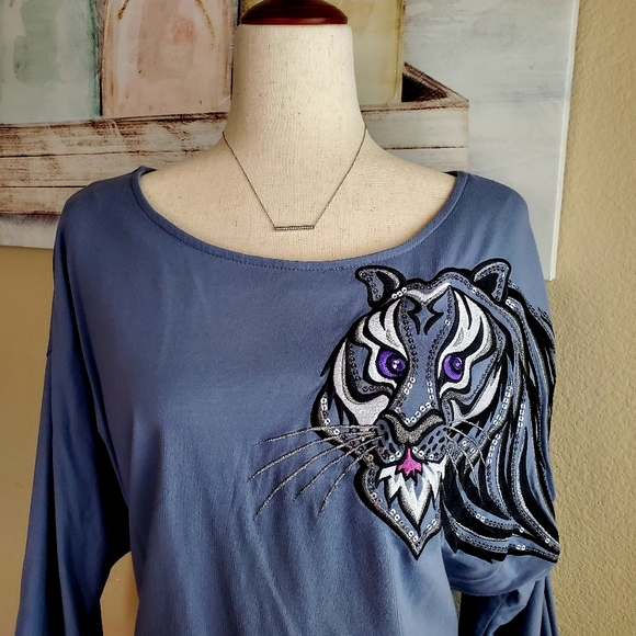COPY - BOB MACKIE | Black Tiger Grey Tee sz XL - Picture 2 of 6